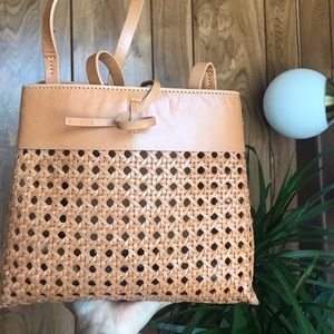KARA tie woven crossbody should bag purse in tan